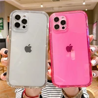 jome shockproof transparent phone case for iphone 11 13 pro max 12 mini xr xs max x 7 8plus clear bumper fluorescent color cover