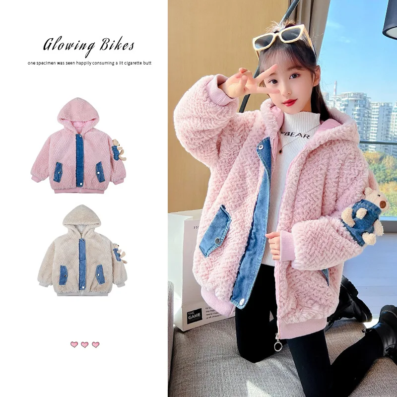 

Хлопковое пальто для девочек, зима 2022, милая теплая детская куртка, Корейская версия мультяшных модных пальто для девочек, детская одежда