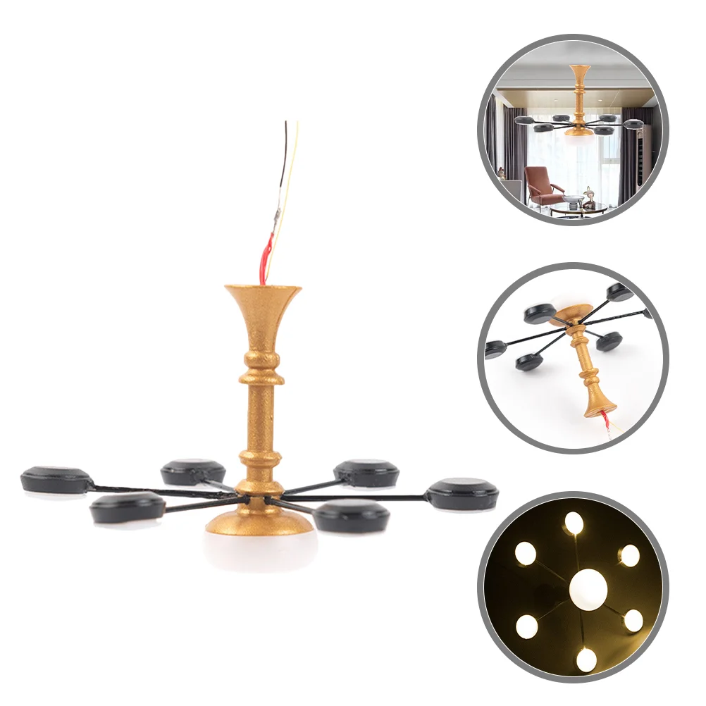 

Model Chandelier Household Decor Tiny Lamp Ornament Hanging Furniture Ornaments Abs Miniature Room