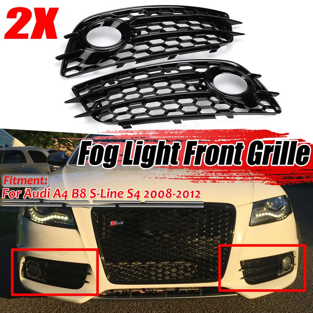 

RS4 Style Front Bumper Lower Grille Fog Light Grill For Audi A4 B8 S-line S4 2009-2012 Fog Lamp Grill 8K0807681C01C 8K0807681C