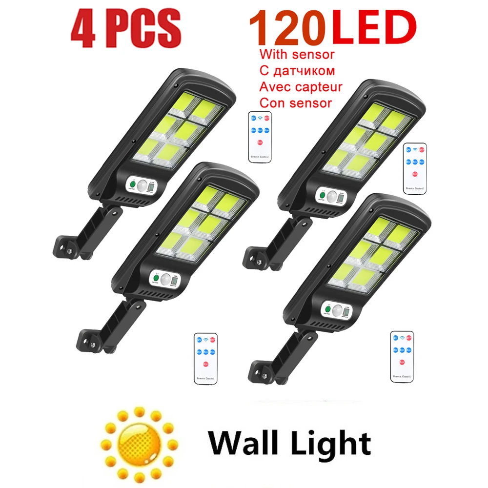 

remote 1-4pcs 48/128 Solar Light Wall Lamp PIR Motion Sensor Waterproof IP65 Outdoor garden garage pathway Security Lights Luz S