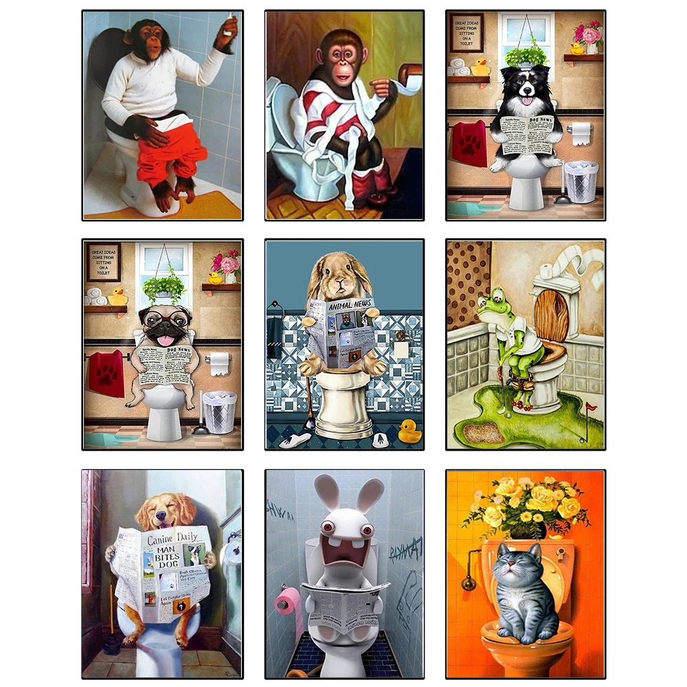 

5D алмазная вышивка «сделай сам», унитаз, полностью алмазная живопись, вышивка крестиком, мозаика Стразы, декор для ванной комнаты, искусство