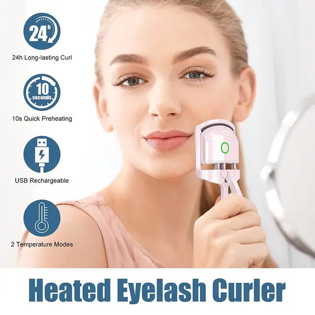 2023 Eyelash Curler Portable Electric Heated Comb Eye Lash Perm Long Lasting Eyelashes Curls Thermal Eyelash Curler Makeup Tool 2