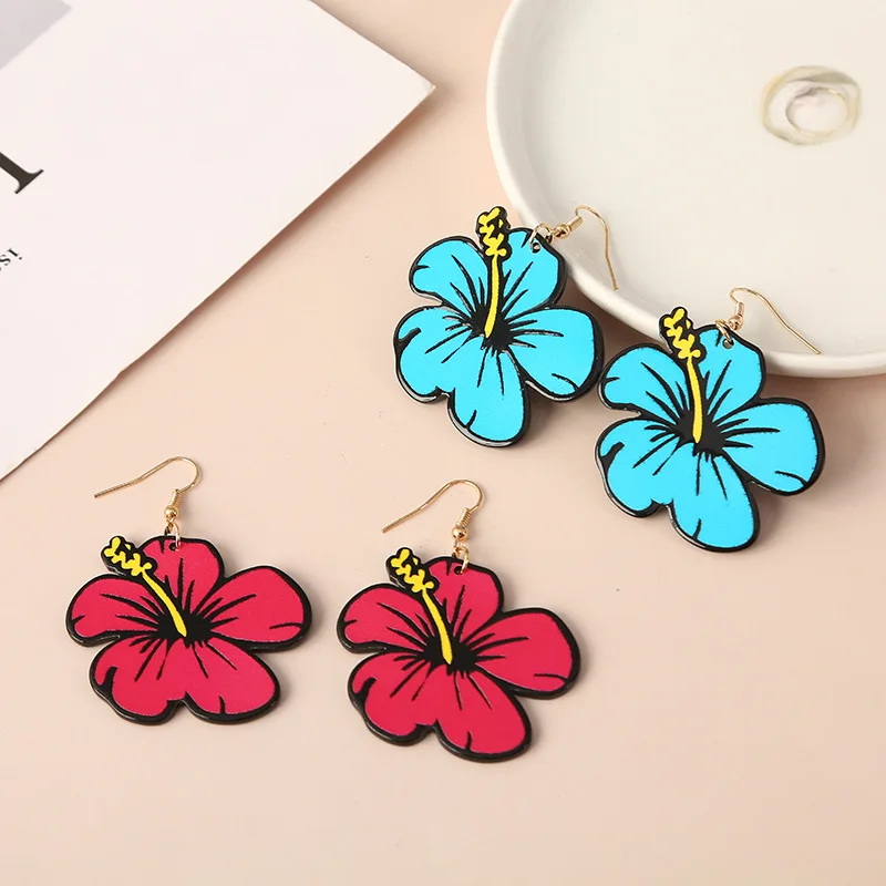 

New Acrylic Earrings Design Sense Flower Geometry Sweet Earrings Earrings Gift Wholesale