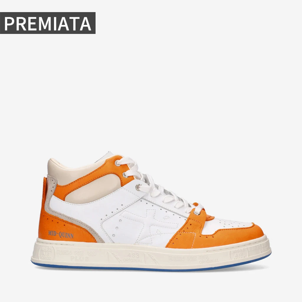 

PREMIATA Men's Shoes Fashion Light Luxury Casual Sports Skateboard Shoes Leather Stitching Classic High Top Niche Flat Shoes