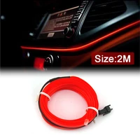 universal 2m red 12v led car interior decorative atmosphere lamp wire strip light dashboard reading rope line lamp accessories