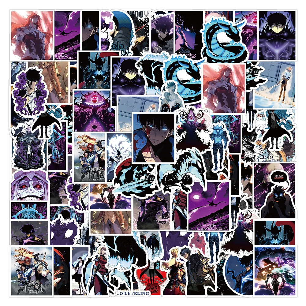 

10/30/50pcs Anime Posters Solo Leveling Stickers Cool Cartoon Sticker Waterproof Laptop Skateboard Car Motorcycle Kid Toys Decal