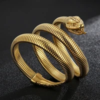 gothic animal stainless steel gold bracelet snake head punk spiral bracelet 2022 brand new jewelry
