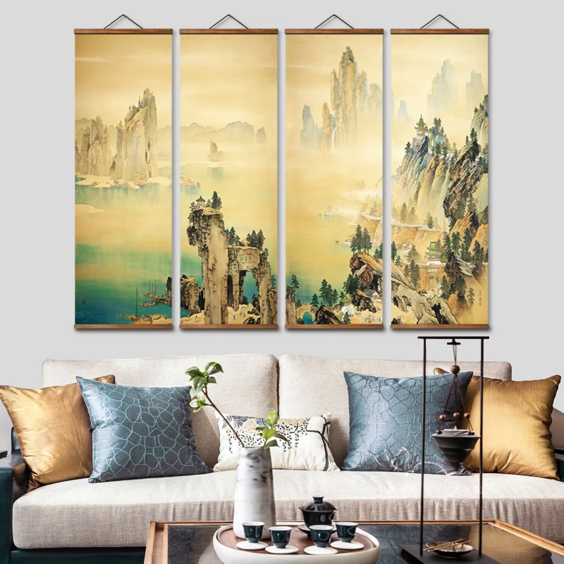 

Пейзаж в китайском стиле MT0964, пейзаж, пейзаж, холст, декоративные настенные художественные плакаты, картины из массива дерева, прокрутка