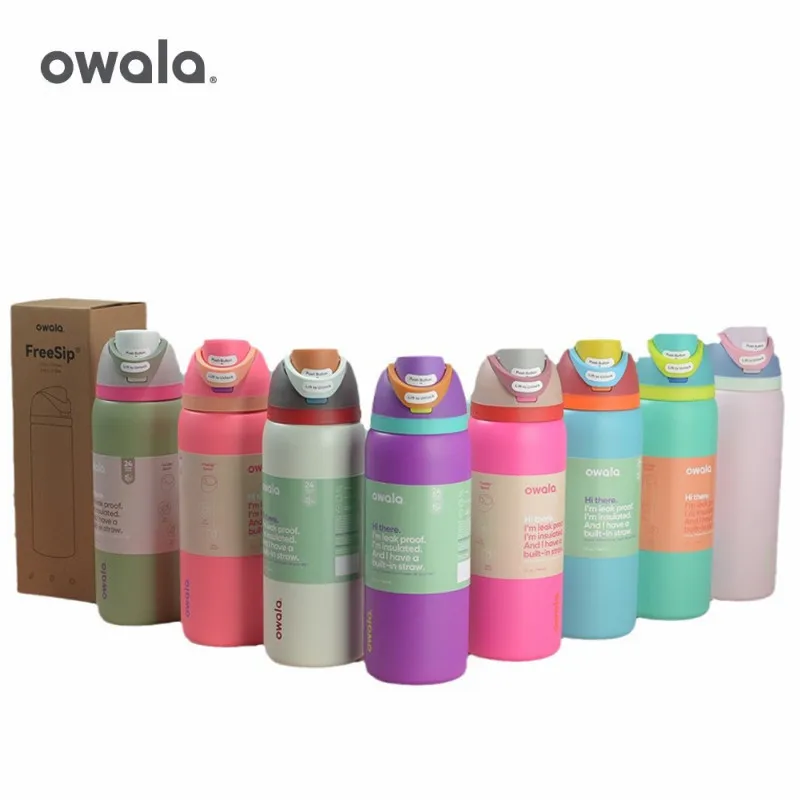 Оригинальная изолированная бутылка для воды из нержавеющей стали Owala с соломой