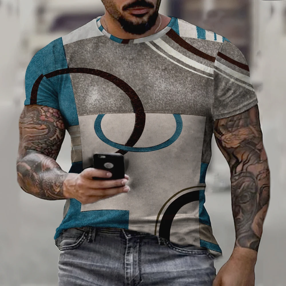 Футболка мужская с геометрическим рисунком модный топ 3D-принтом акулы