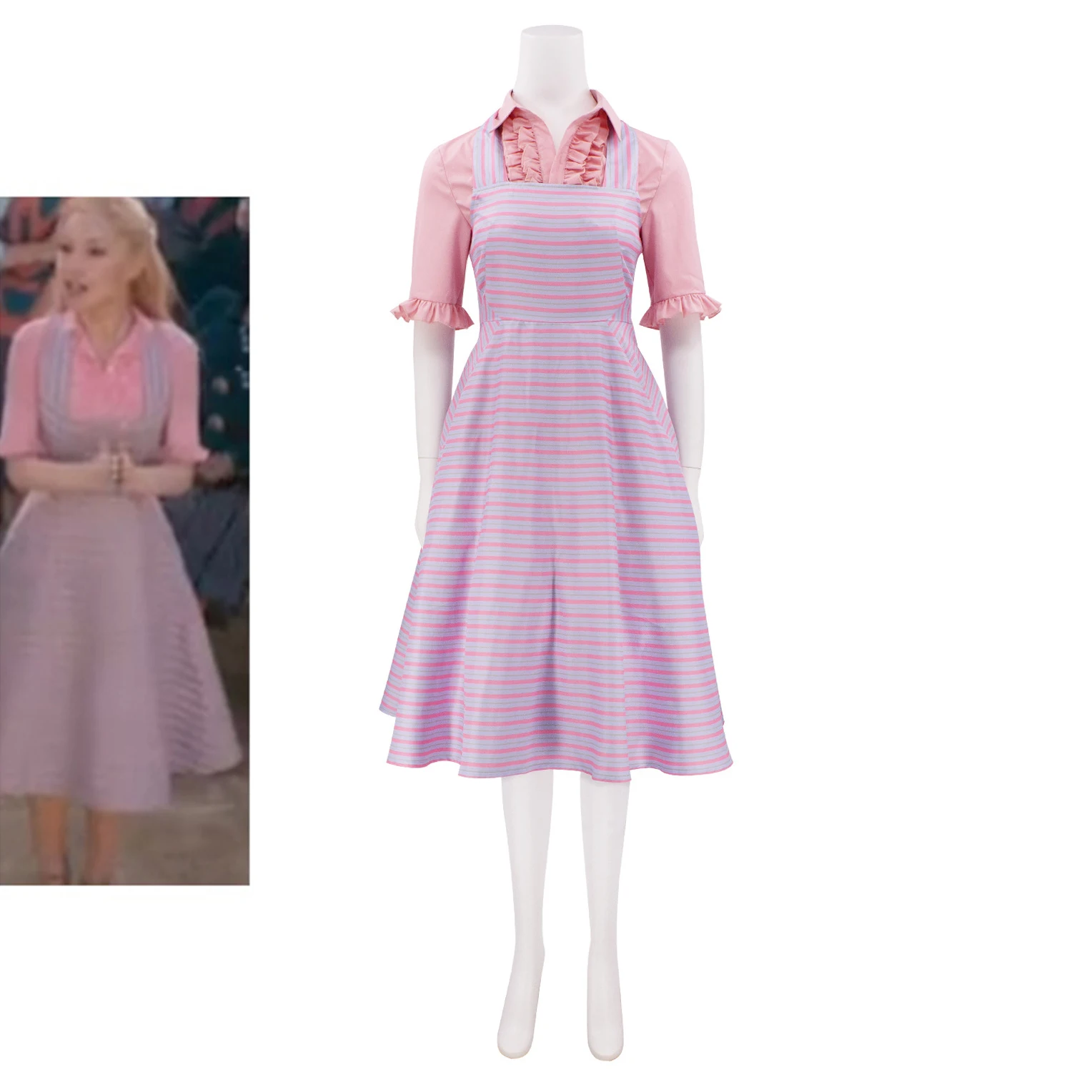 Сценический костюм Глинды для косплея из фильма женщин милое розовое полосатое