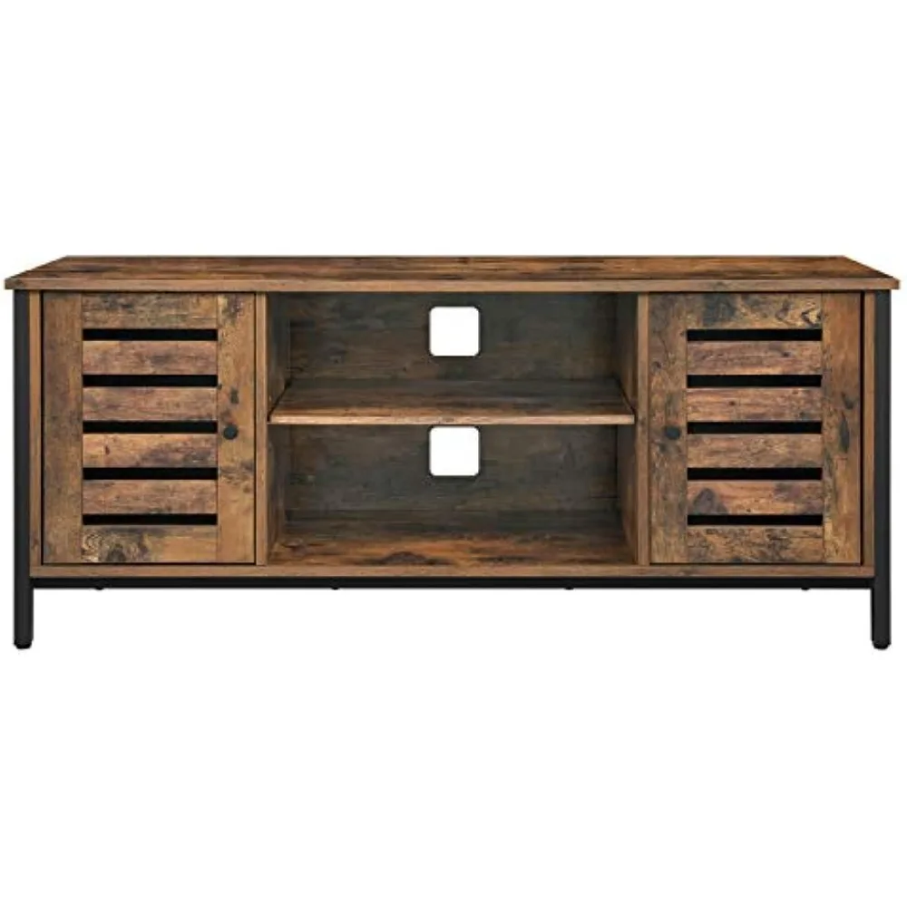 

TV Stand for 50 Inches Televisions, Entertainment Center with Storage Shelves, Cabinet with Louvered Doors, 43.3‘’, Rustic Brown