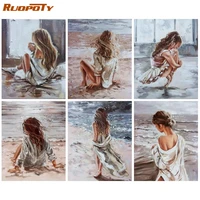 ruopoty oil painting by number figure drawing on canvas handpainted art gift diy picture by number girls kits home decoration