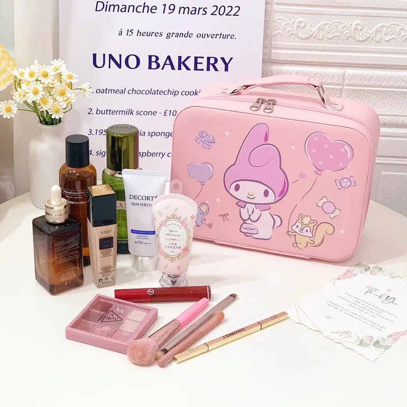 

Sanrios Cinnamoroll большой чехол для макияжа мультяшный аниме My Melody Настольный косметический Органайзер коробка для хранения зеркал для макияжа
