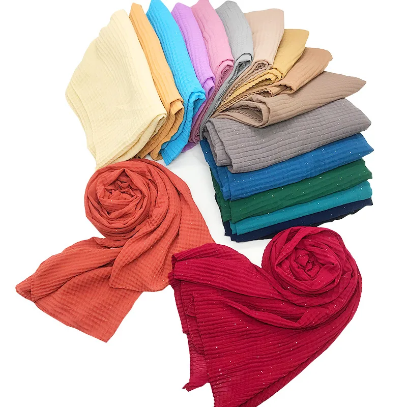 

Factory Direct Supply New Cotton and Linen Crumpled Gold Women's Scarf Refreshing Breathable Headcloth Shawl Wholesale