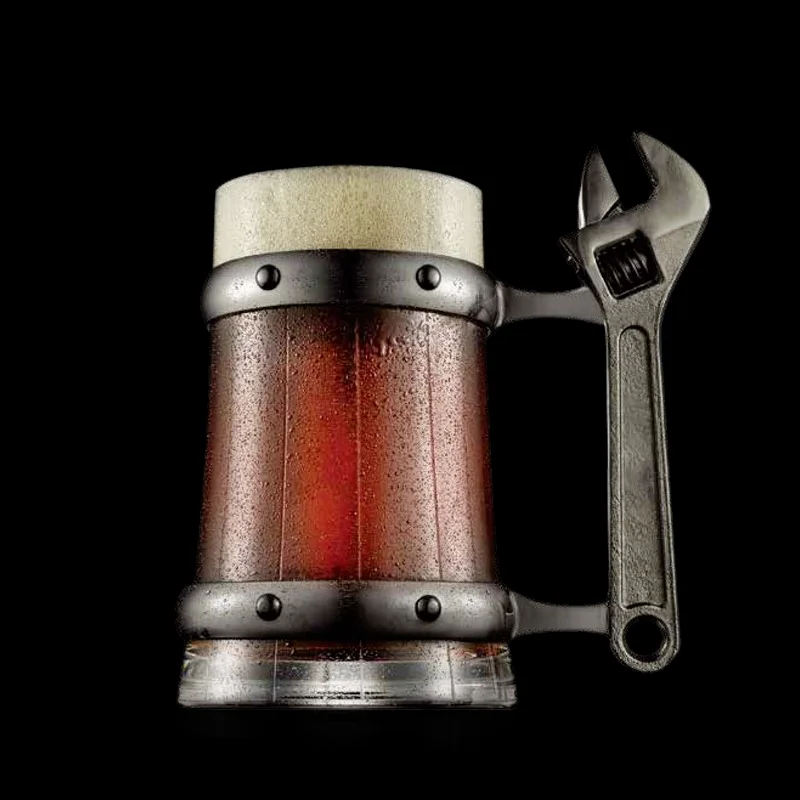 

500ML Large Capacity Creative Beer Mug, Transparent Crystal Glass Wine Glass Set Bar European Style Beer Mug with Handle