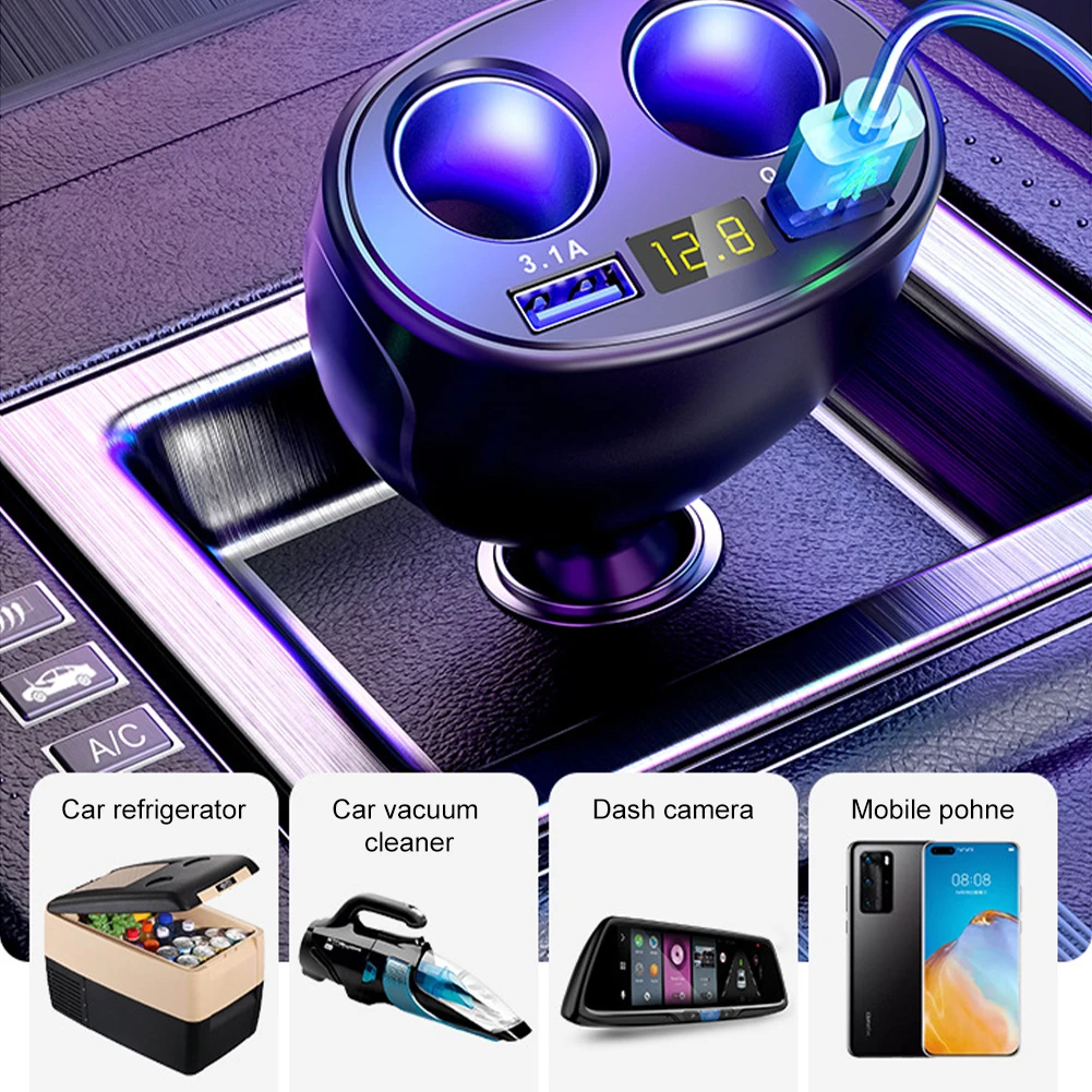 

NEW Car Cigarette Lighter Socket Splitter Adapter 3.1A USB Charger 12-24V For Phone MP3 DVR Accessories For iPhone13 Pro Xiao mi