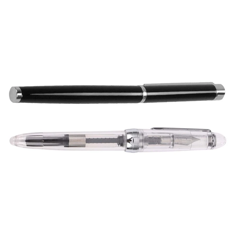 Перьевая ручка Jinhao 126 тонкая перо из иридии черная и прозрачная белая перьевая