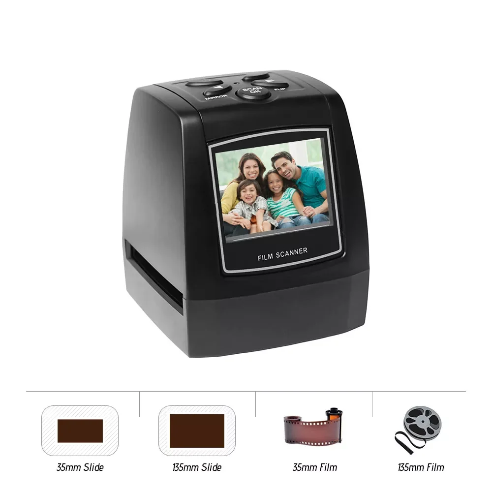 

New Protable Negative Film Scanner 35/135mm Slide Film Converter Photo Digital Image Viewer with 2.4" LCD Build-in Editing