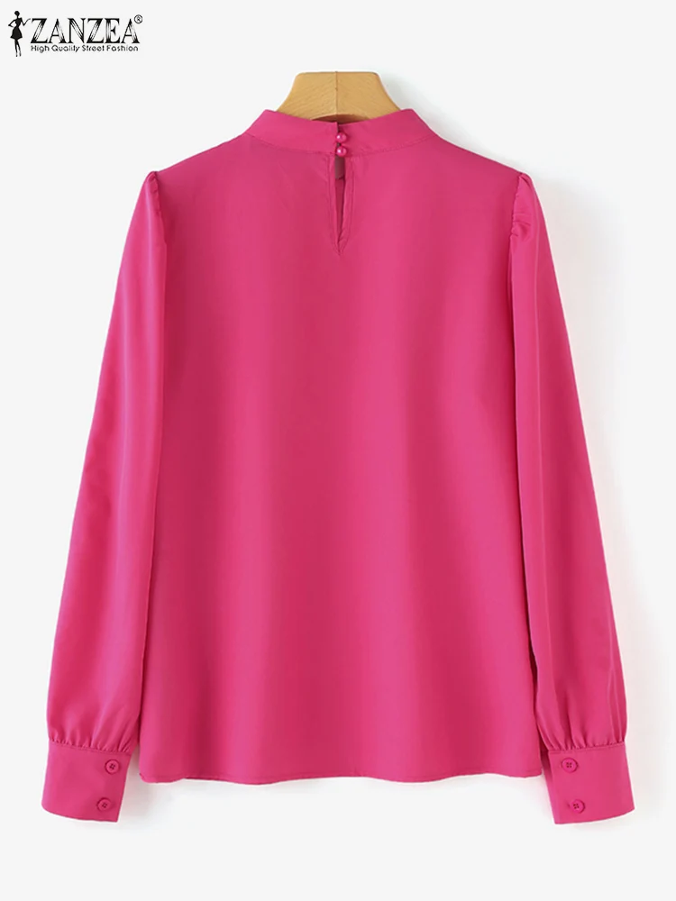 Женская атласная блузка ZANZEA с длинными рукавами-фонариками элегантная женская