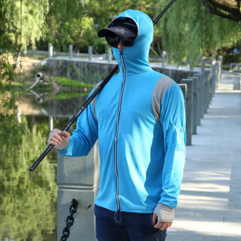 

Long Sleeve Hooded Fishing Shirts Outdoor Sports Angling Clothes Breathable Quick Drying Anti UV Tshirt Men Women Clothing