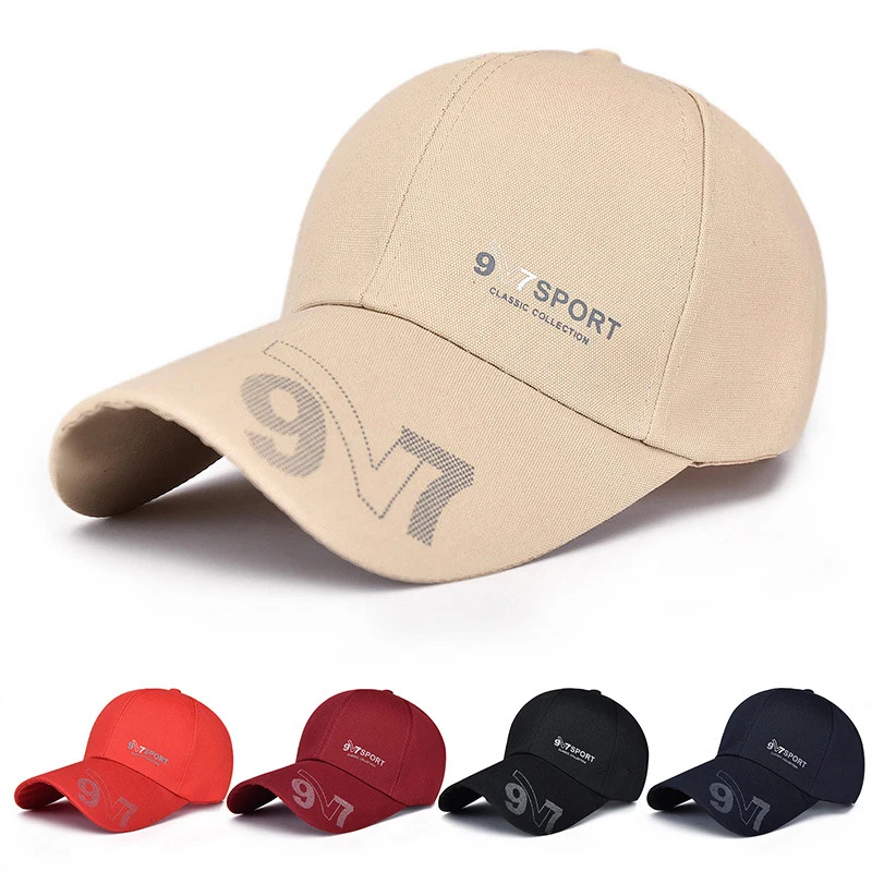 

Sports Baseball Cap Mens Fish Outdoor Sun Protection Hat Line Baseball Cap Latter Long Visor Brim Shade Snapback Run Sun Hat