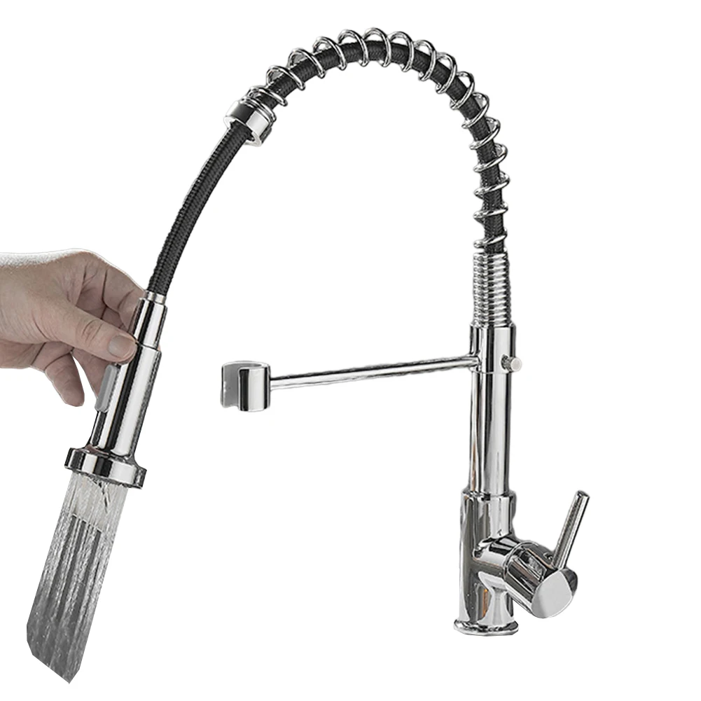 

Kitchen Sink Faucets Spring Faucet 1* 2.34 X 13 X 19.6 Inches Durable Easy To Match Pull Down Sprayer Single Hole