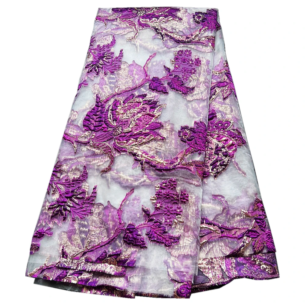 

Fashion Organza Laces Printed Gauze Fabrics 5 yds Nice Flower Design Brocade Laces High Quality Africa Party Dress Brocade Laces