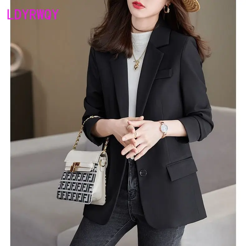 2023 Spring and Autumn New Korean Version Temperament Fashion Versatile Design Sense Suit Coffee Small Suit Coat Women