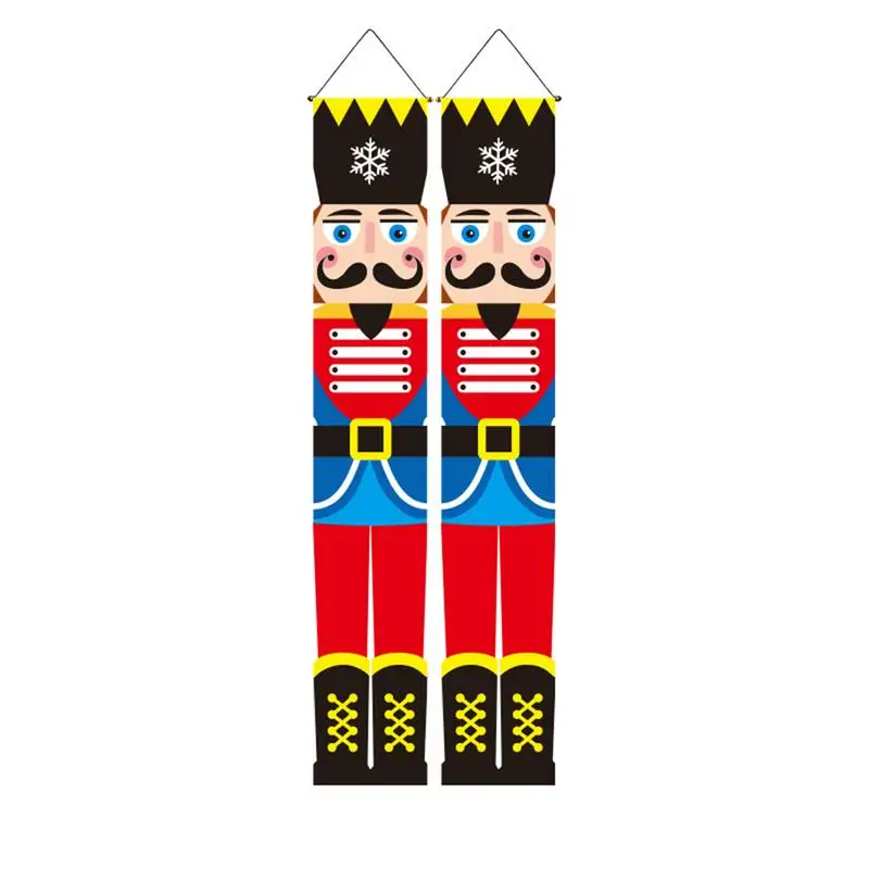 2Pcs Christmas Banner Christmas Nutcracker Banner Decorations Christmas Red Nutcracker Couplets Nutcracker Christmas Banner For