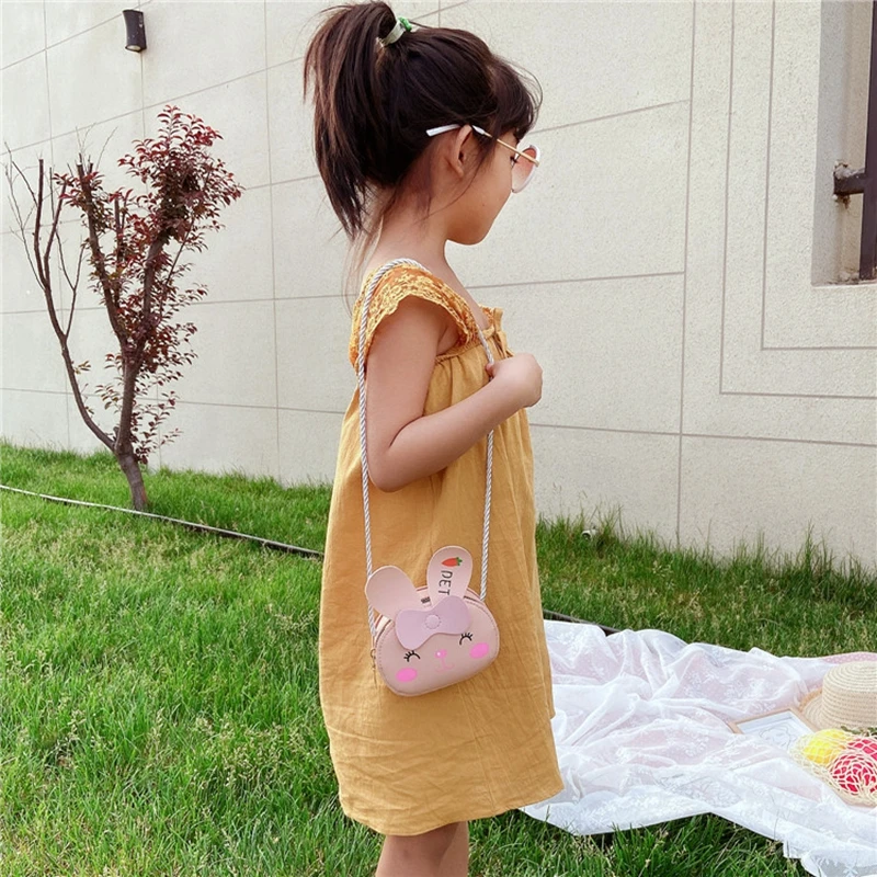 Kids PU Leather Messenger Crossbody Bags Children Girls Princess Shoulder Bag Coin Purse Cute Cartoon Small Wallet