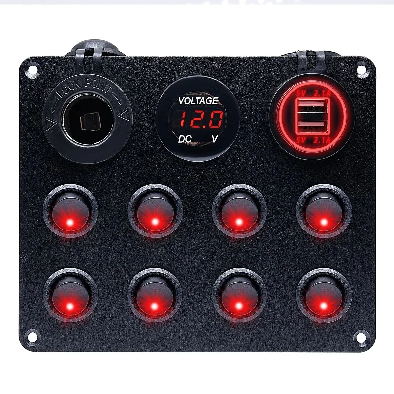 

5 Gang 8 Gang Button Rocker Toggle Switch Panel Usb Control For Car Truck Marine Boat RV ATV UTV Camper Caravan Circuit Breaker