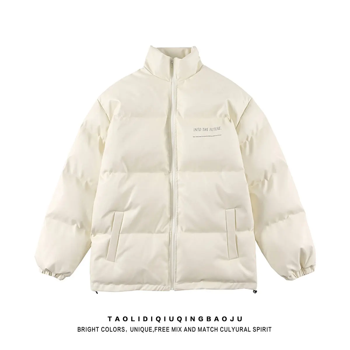Fleece Thicken Letter Graphic Men&Women Winter Coat Unisex Oversize Parkas Korean Coat Warm Casual Jackets for Men and Women