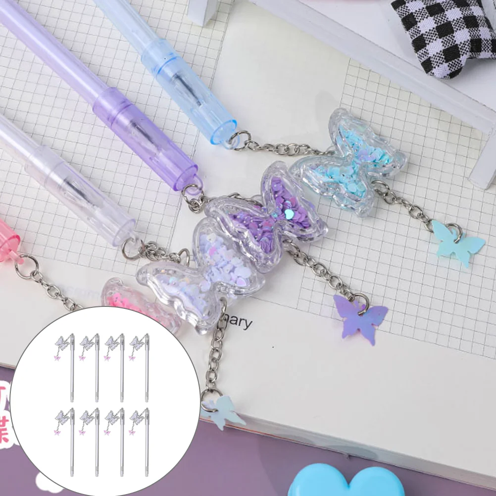 

8Pcs Students Pen Girls Sequin Roller Pen Children School Prize (Random Color)