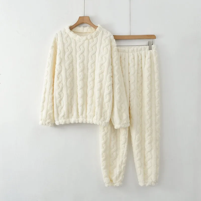 Коралловый флис жаккардовая домашняя одежда комплект из 2 предметов теплый