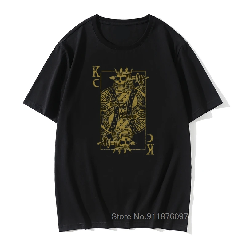 

Skull Illuminati King Card T Shirt New Coming Round Collar Print On Short Sleeve Pure Cotton Men T Shirt Novelty Design T Shirt
