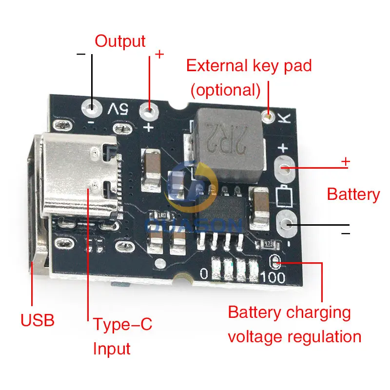 Повышающий преобразователь USB Type-C 5 в 2 А модуль питания для зарядки литиевых