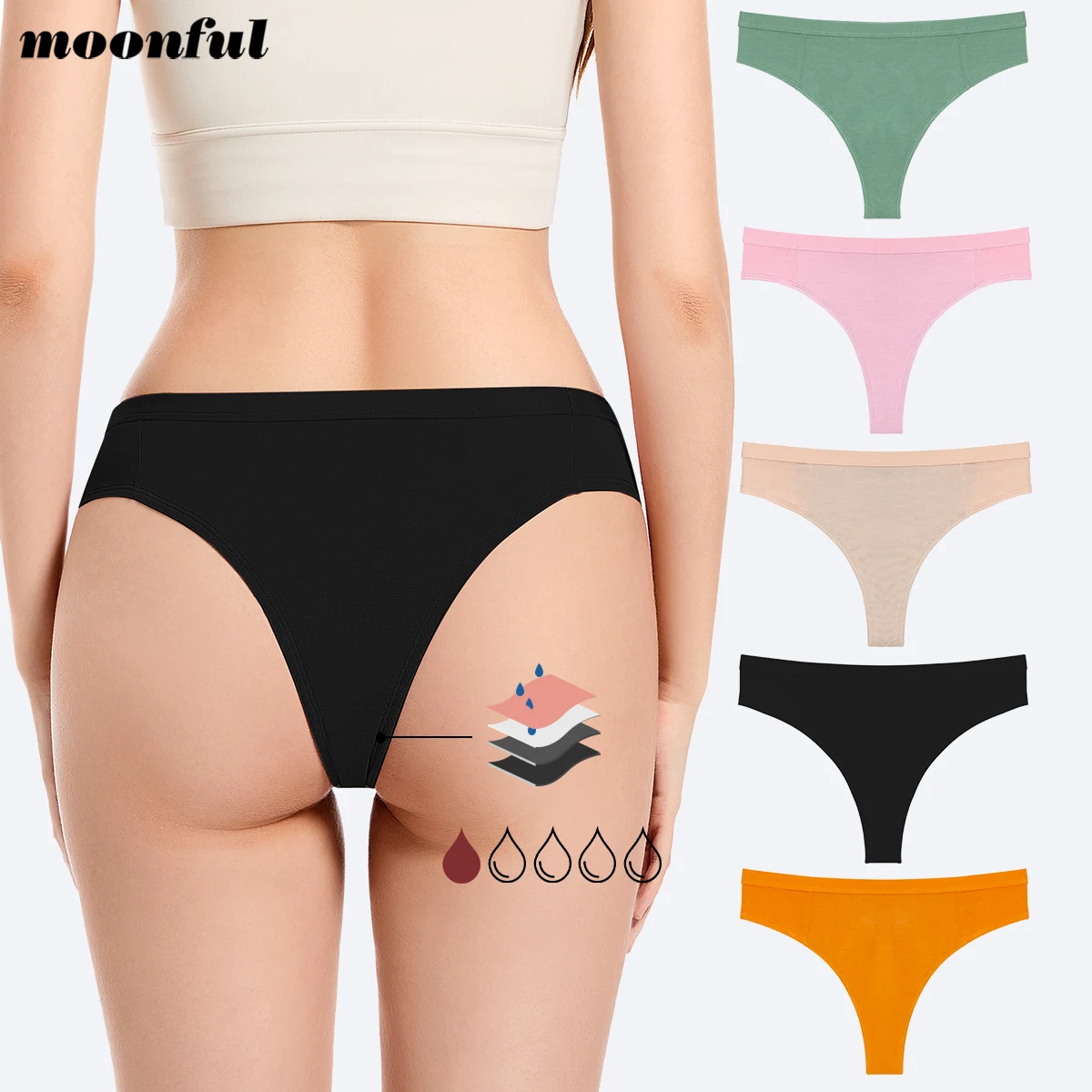 

Menstruation Underwear Brazilian Cutting Menstrual Period Panties Women Menstrual Thong Light Flow Period Underwear Leak Proof