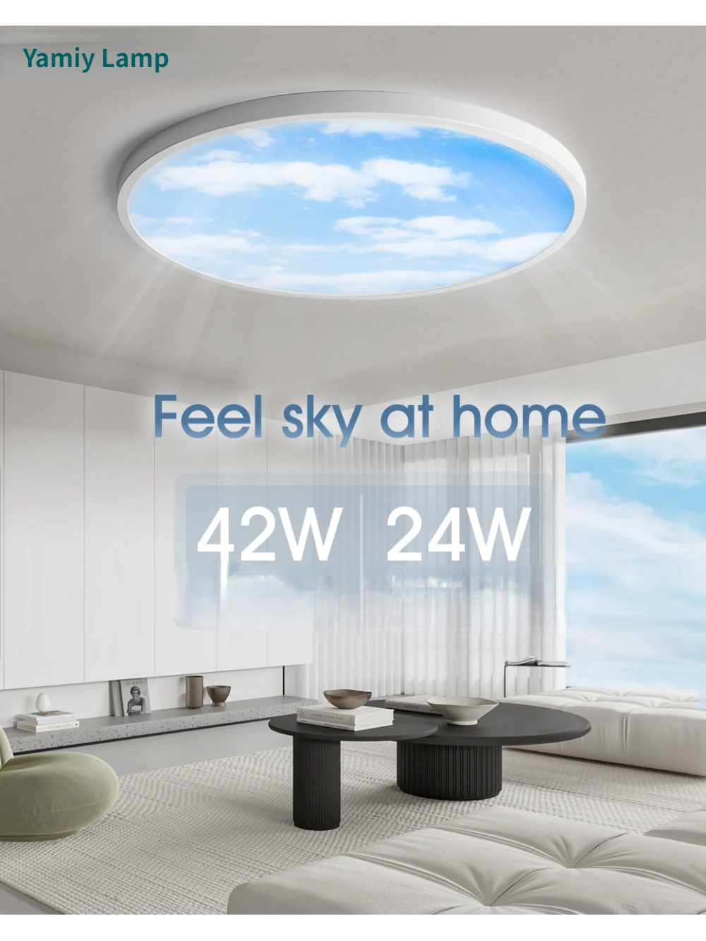 

Smart LED Ceiling Lights Lamp Blue Sky White Clouds Remote Control APP for Living Room Brightness Moon Light for Bedroom