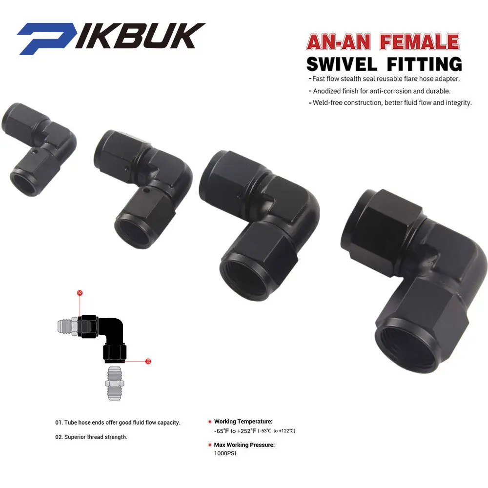 

forged aluminum Fuel Flare Adapter 90 Degree double female 4 6 8 10 AN46810 Adaptors Oil Fuel Fittings JT22