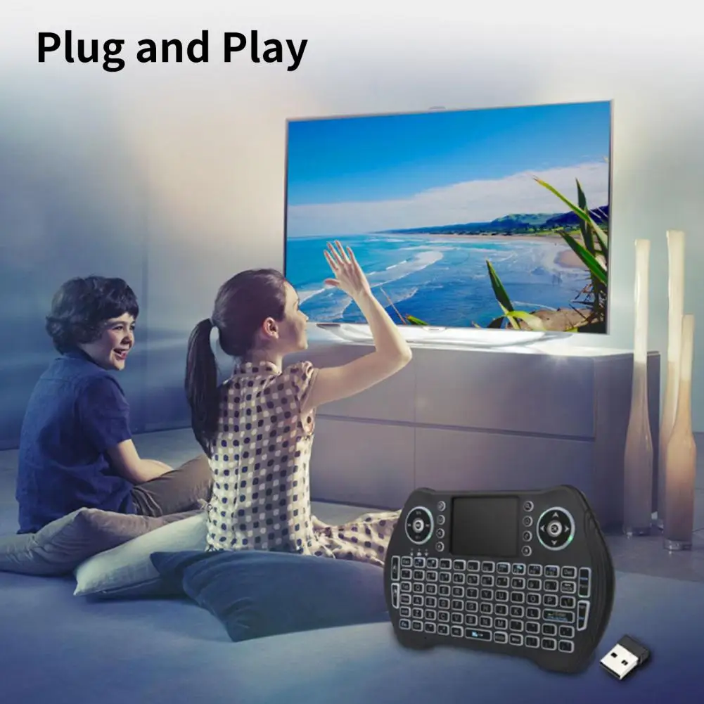 

MT10 Mini Keyboard Rechargeable Tri-color Backlight Portable Wireless Air Mouse Remote Control for Smart TV