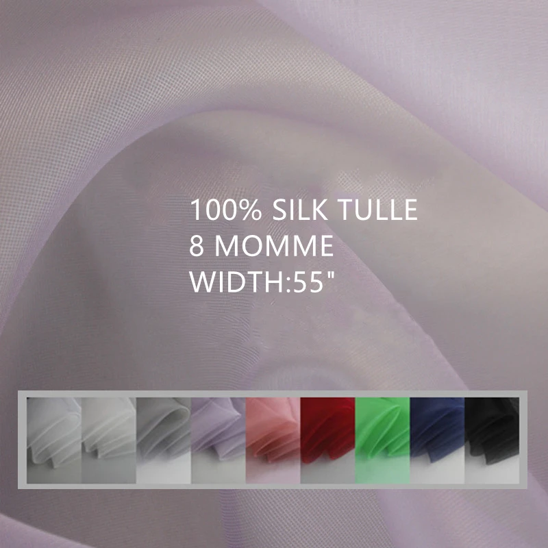 

100% Silk Tulle Fabrics For Sewing Per Meter 8mm Width 55" Raw Mulberry Quilt Diy Textile Gauze Wedding Dress Skirt Bridal Stiff