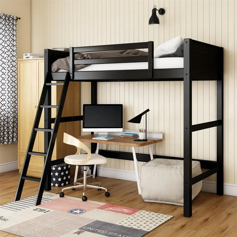 

Twin Loft Bed with Ladder, Black