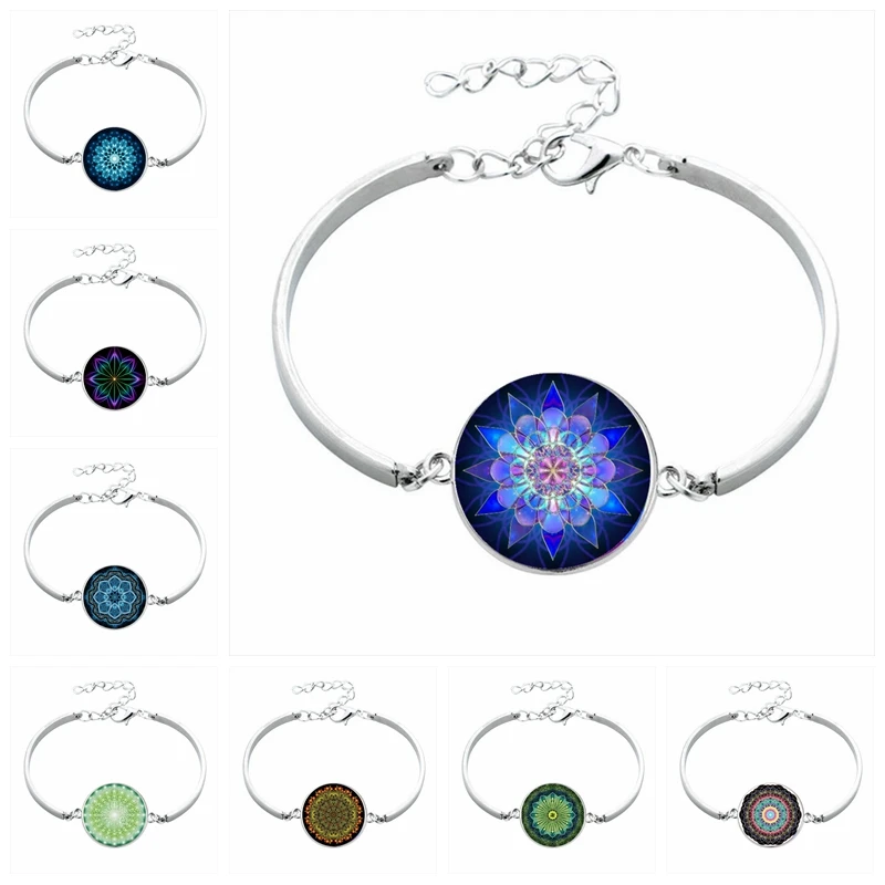

Ethnic Style Kaleidoscope Mandala Pattern 20mm Glass Cabochon Bracelet Fashion Girl Gift Jewelry
