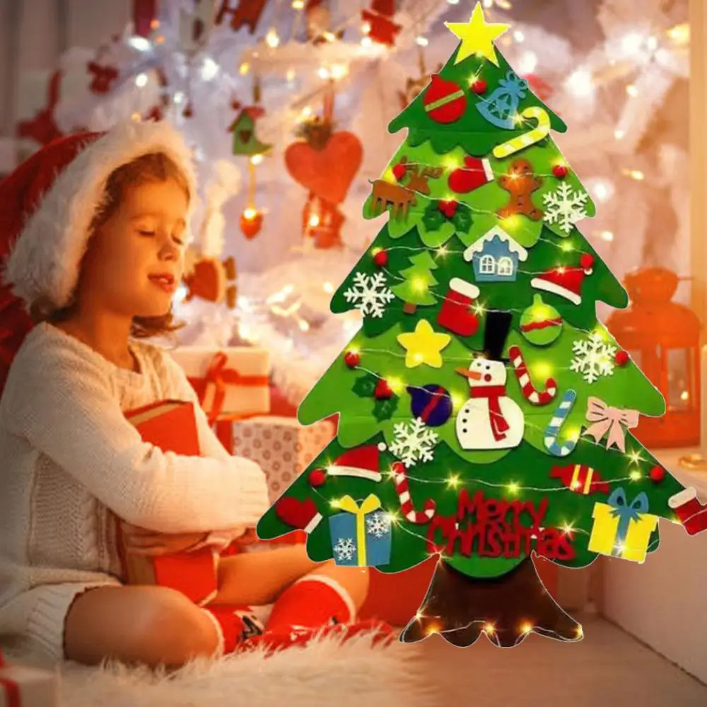 

Войлочная Рождественская елка светодиодный светильник кой, Рождественское украшение для дома, фестиваля, детский Рождественский Декор, иг...
