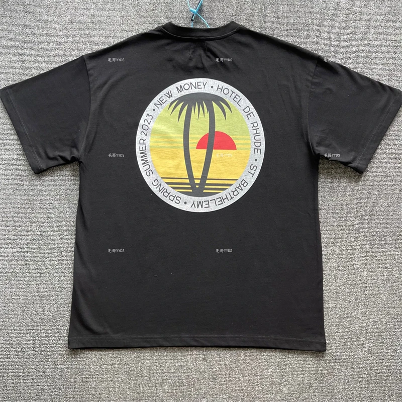 

Rhude Vintage Coconut Tree Sunset T Shirts Men Women Oversized Tee T-shirt