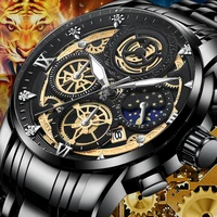 2022 new sun moon star mens watch skeleton calendar non mechanical tourbillon quartz waterproof luxury clock watch