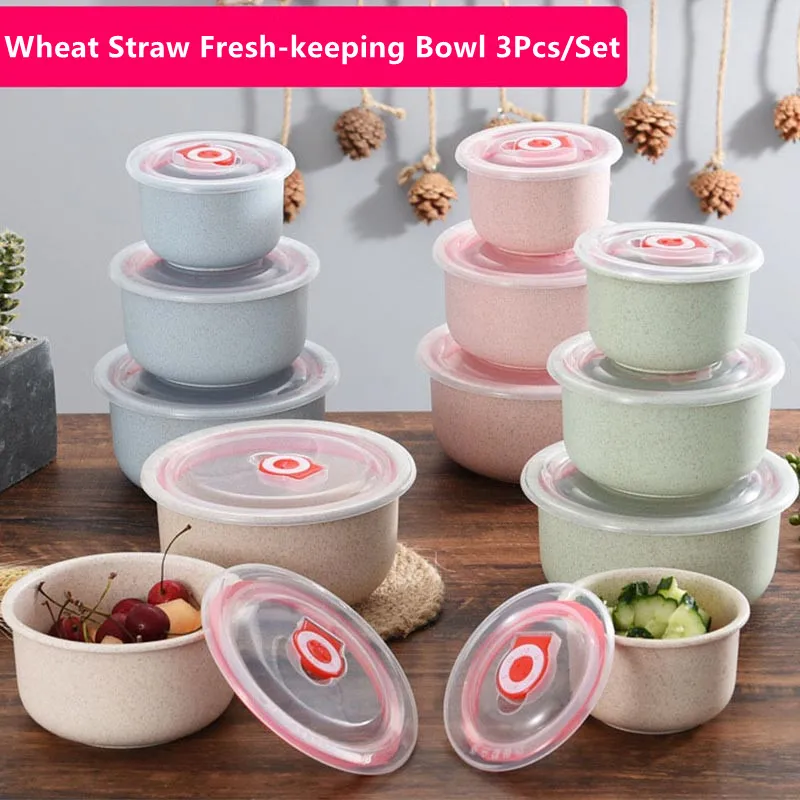 

3 шт./набор, Круглый Ланч-бокс с крышкой