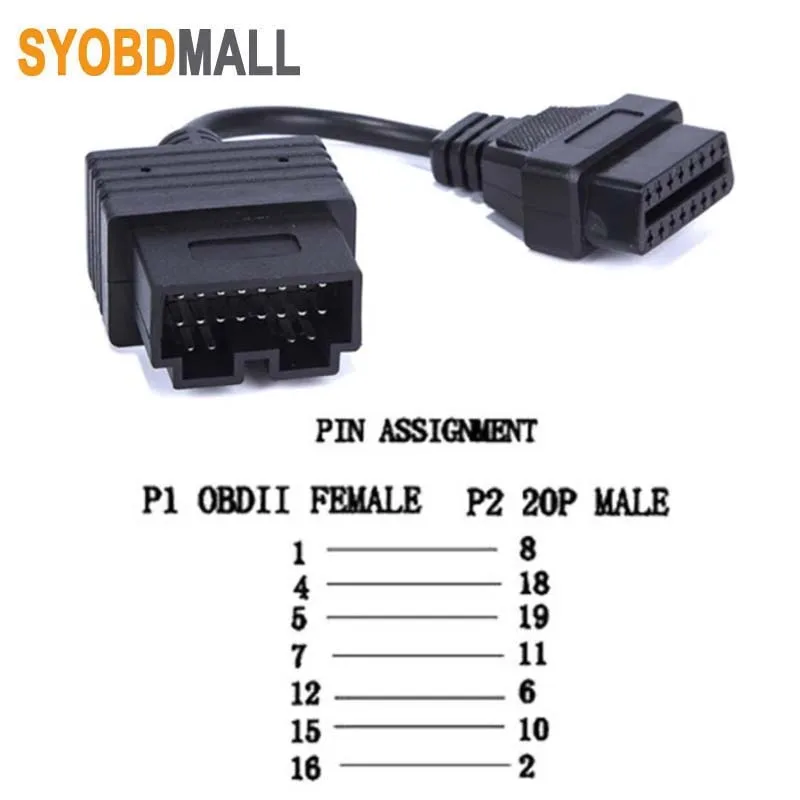 OBD 20-контактный штекер-16-контактный гнездовой кабель OBDII Для Kia 20Pin транспортное средство OBD от 1 до OBD 2 диагностический удлинитель кабеля автомобильный Obd2 лучший проволочный стержень